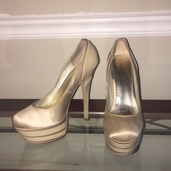 Nude satin platform heel - Picture 3 of 7